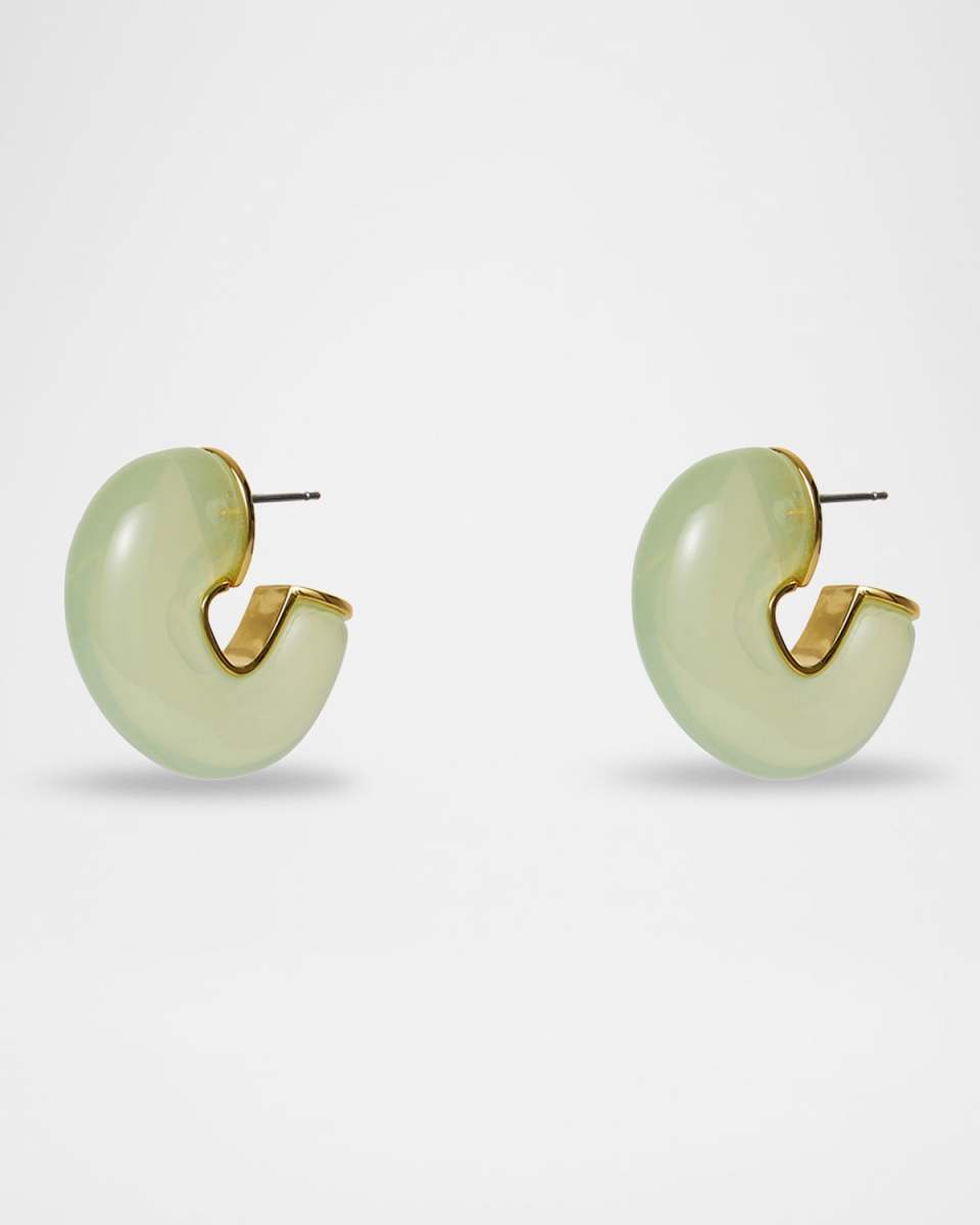 Birthstone Chunky Hoop Earrings, Green Peridot